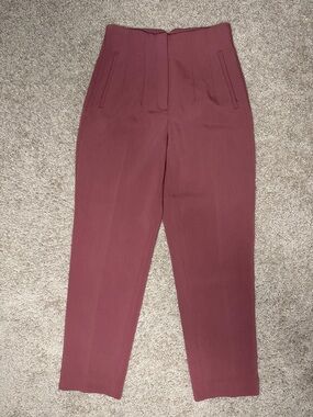 Zara High-Waist Straight Leg Pants in Mauve